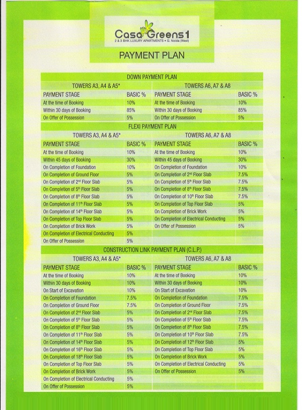 casa greens 1 payment plan , casa greens 1